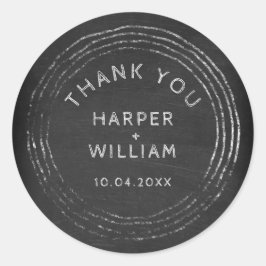 素朴黒板の手描き感謝してい枠 ラウンドシール