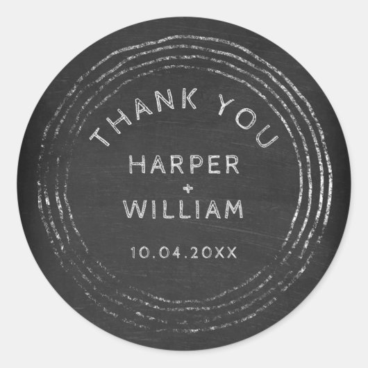素朴黒板の手描き感謝してい枠 ラウンドシール (正面)