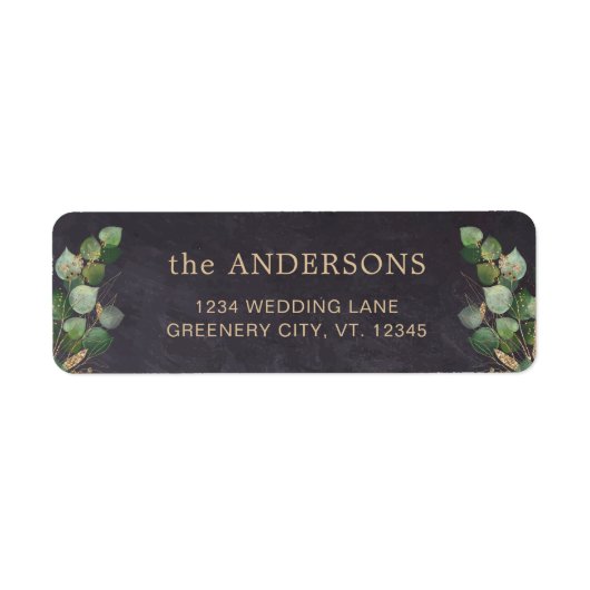 素朴黒板ユーカリ結婚ー ラベル (正面)