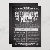 素朴黒板ヴィンテージ婚約パーティ 招待状 (正面/裏面)