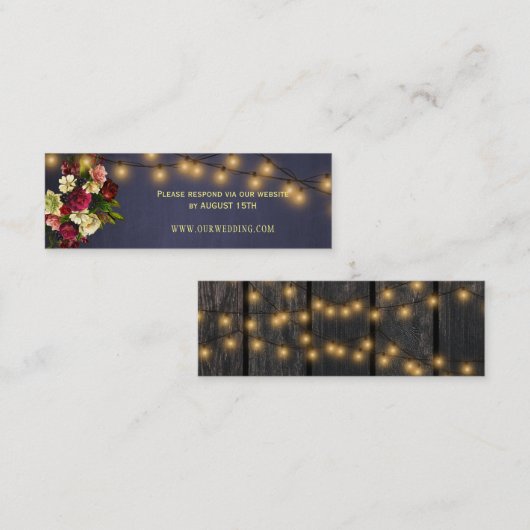 素朴黒板冬の結婚式のウェブサイトRSVP スキニー名刺 (正面/裏面)