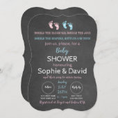 素朴黒板双生児シャワー 招待状 (正面/裏面)