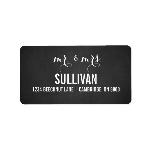 素朴黒板氏& Mrsスクリプト住所 シール (正面)