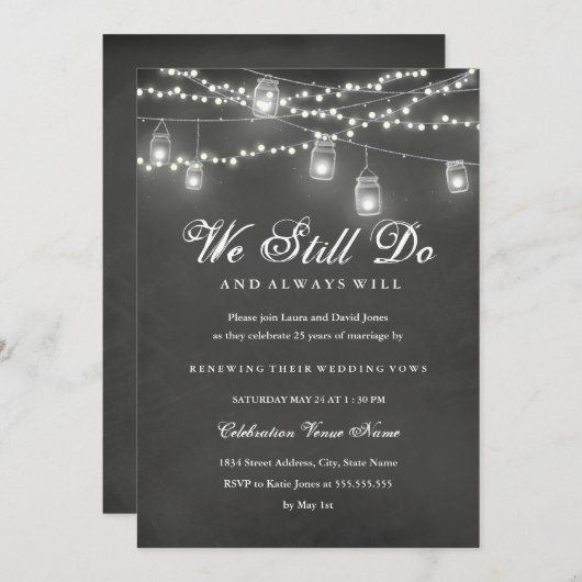 素朴黒板裏庭の誓い更新記念日 招待状 (正面/裏面)