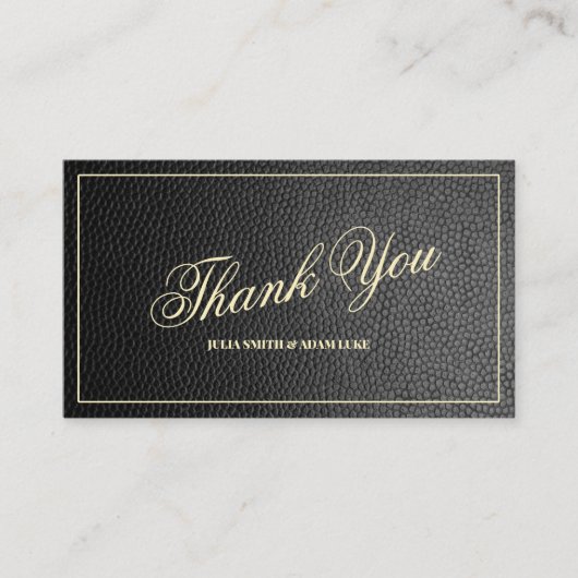 素朴黒皮結婚のサンキューカード エンクロージャーカード (正面)