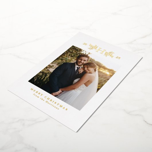 素朴1枚の写真クリスマス 箔シーズンカード (回転した状態)