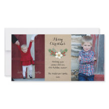 素朴2枚の写真クリスマスカード/赤紅白