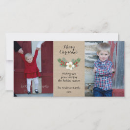 素朴2枚の写真クリスマスカード/赤紅白 シーズンカード