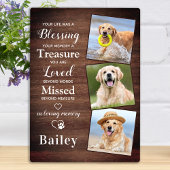 素朴3パーソナライズされた枚の写真犬ロスPETメモリアル フォトプラーク