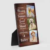 素朴3パーソナライズされた枚の写真犬ロスPETメモリアル フォトプラーク (側面)
