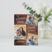 素朴3フォトドパーソナライズされたードルウッド卒業 インビテーションポストカード (スタンド正面)