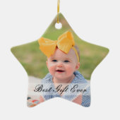 素朴3マイルストーンフォトの第1クリスマスファミリー セラミックオーナメント (正面)