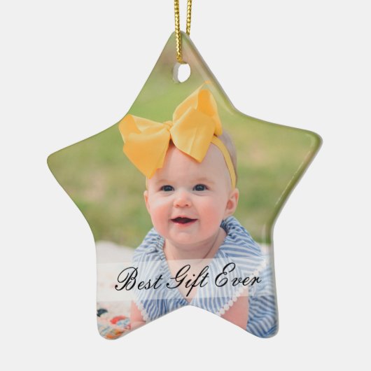 素朴3マイルストーンフォトの第1クリスマスファミリー セラミックオーナメント (左)