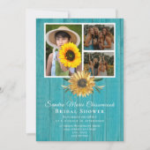 素朴4フォトコラージュひまわりブライダルシャワー 案内状 (正面)
