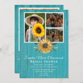 素朴4フォトコラージュひまわりブライダルシャワー 案内状 (正面/裏面)