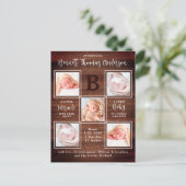 素朴5パーソナライズされた光ベビー生まれたばかりの誕生 案内ポストカード (スタンド正面)