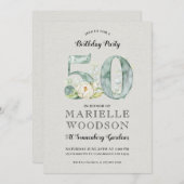 素朴50歳の誕生日パーティー 招待状 (正面/裏面)