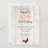 素朴60番目の誕生日おもしろいチキン招待状 招待状 (裏面)