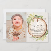 素朴《キリスト教》洗礼式や命名式秋の葉 招待状 (正面)