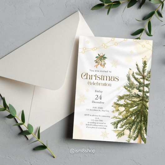素朴&クエレガントリスマスお祝い招待状 招待状