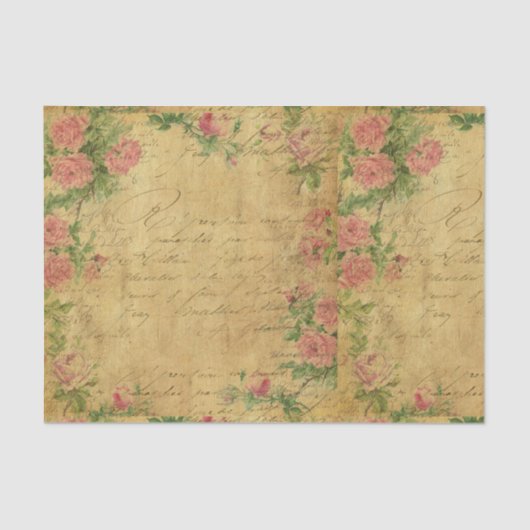 素朴,グランジ,紙,ヴィンテージ,フローラ,文字,バラ,バラ 薄葉紙 (正面)