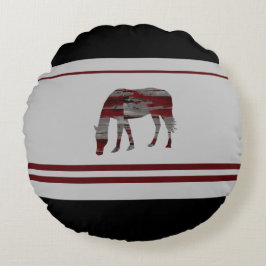 素朴-コンテンポラリーカントリー・ガール – 馬のデザイン ラウンドクッション