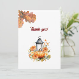 素朴&コージー秋の結婚フラットサンキューカード サンキューカード