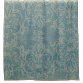 素朴,ティール(緑がかった色),ベージュ,ダマスク,フローラ,壁紙,ベルエップ シャワーカーテン (正面)