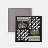 素朴，パッチワーク，バラ マグネット (正面/裏面)