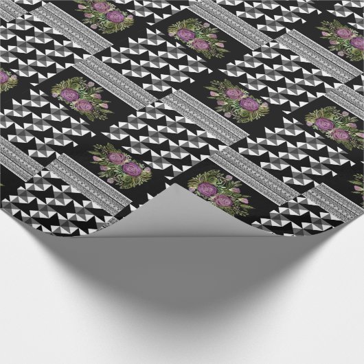 素朴，パッチワーク，バラ ラッピングペーパー (角)