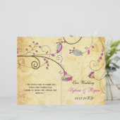 素朴，ピンクフローラ折り畳み，秋の結婚式プログラム (スタンド正面)