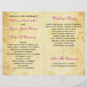 素朴，ピンクフローラ折り畳み，秋の結婚式プログラム (裏面)