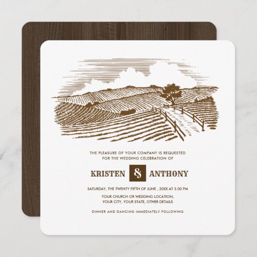 素朴 |ファーム |バーンウッド結婚式招待状 招待状 (正面/裏面)