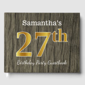 素朴、フェイク金ゴールド27th Birthday Party;名前をカスタムする ゲストブック (正面)