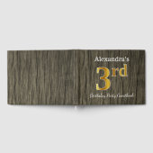 素朴、フェイク金ゴールド3回目の誕生日パーティー+名前をカスタムする ゲストブック (全面)