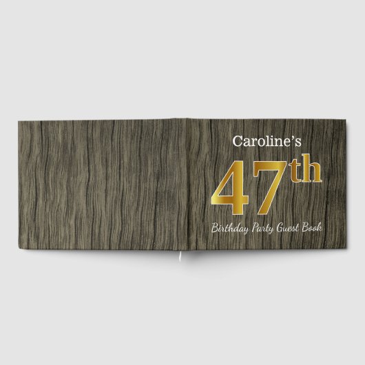 素朴、フェイク金ゴールド47th Birthday Party;名前をカスタムする ゲストブック (全面)