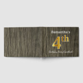 素朴, フェイク金ゴールド4th誕生日パーティー+名前をカスタムする ゲストブック (全面)