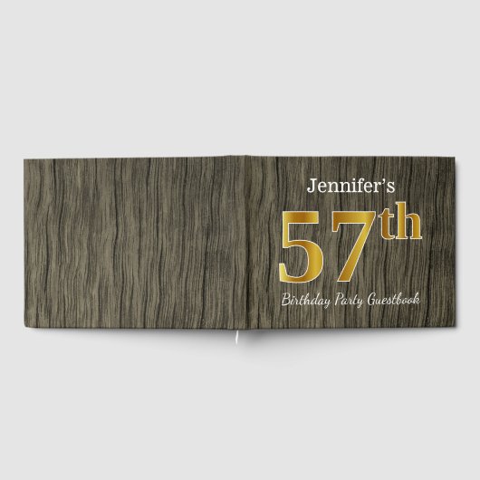 素朴、フェイク金ゴールド57th Birthday Party;名前をカスタムする ゲストブック (全面)