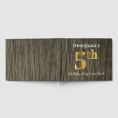 素朴、フェイク金ゴールド5th誕生日パーティー+名前をカスタムする ゲストブック (全面)