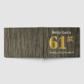 素朴、フェイク金ゴールド61th Birthday Party;名前をカスタムする ゲストブック (全面)