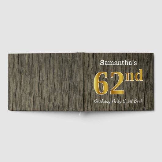 素朴、フェイク金ゴールド62回目の誕生日パーティー；名前をカスタムする ゲストブック (全面)