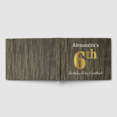 素朴, フェイク金ゴールド6th Birthday Party +名前をカスタムする ゲストブック (全面)