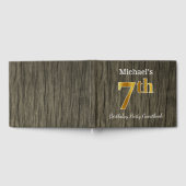 素朴、フェイク金ゴールド7th誕生日パーティー+名前をカスタムする ゲストブック (全面)