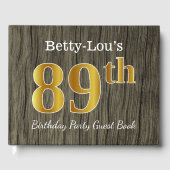 素朴、フェイク金ゴールド89th Birthday Party;名前をカスタムする ゲストブック (正面)