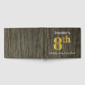 素朴、フェイク金ゴールド8th誕生日パーティー+名前をカスタムする ゲストブック (全面)