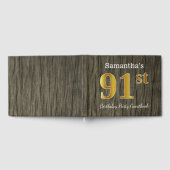 素朴、フェイク金ゴールド91th Birthday Party;名前をカスタムする ゲストブック (全面)