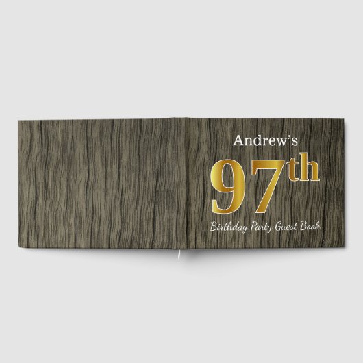 素朴、フェイク金ゴールド97th Birthday Party;名前をカスタムする ゲストブック (全面)