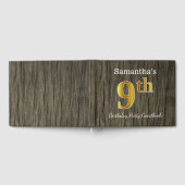 素朴, フェイク金ゴールド9thバースデーパーティー+名前をカスタムする ゲストブック (全面)