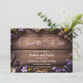 素朴,フローラ,ラベンダー及び野花デザイン 招待状 (スタンド正面)