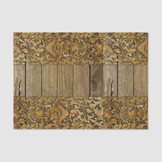 素朴,フローラ，彫刻，木材，アンティーク，みすぼらしい，シック，エル 薄葉紙 (正面)